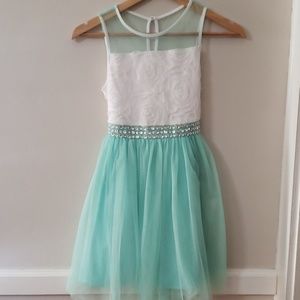 Sequin Hearts Floral Appliqué Rhinestone Dress